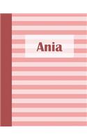 Ania: Personalized Composition Book School Notebook, College Ruled (Lined) Journal, Pastel Pink Stripe Pattern with First Name