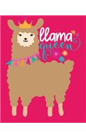 LLama Queen: Perfect Composition Notebook & Sketchbook (Wide Ruled Paper)