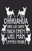 Chihuahua Chips: Notizbuch/Tagebuch/Aufgabenheft/120 Seiten/Gepunktete Seiten,6x9 Zoll