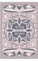 2019 - 2020 Academic Diary: Mid Year Journal Student Planner - Horizontal Week to view with Notes - Vintage Pink and Tan Floral Frame Design