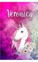 Veronica: Cute Unicorn Notebook Writing Journal for Girls,6x9 dimension-121pages, Personalized With Name, Personalized Writing Journal, Notebook for Women and
