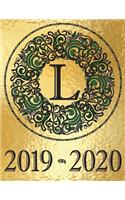 Weekly Planner Initial Monogram "L" September 2019 - December 2020: Personalized 16-Month Large Print Letter-Sized Schedule Organizer by Week for Teachers and Students Printed and Designed in USA