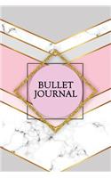 Bullet Journal: Marble + Gold Bullet Journal - 120-Page 1/4 Inch Dot Grid Notebook - 6 X 9 Marble & Gold Perfect Bound Softcover
