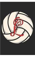 L: Volleyball Journal Monogram Initial L Personalized Volleyball Gift for Players Coach Students Teachers(12 Volleyball Lovers)