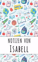 Notizen von Isabell: Liniertes Notizbuch für deinen personalisierten Vornamen