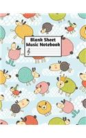 Blank Sheet Music Notebook: Easy Blank Staff Manuscript Book Large 8.5 X 11 Inches Musician Paper Wide 12 Staves Per Page for Piano, Flute, Violin, Guitar, Trumpet, Drums, Cell