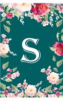 S: Flower Monogram Initial S Floral Watercolor Beautiful