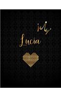 Lucía: Black Personalized Lined Journal with Inspirational Quotes