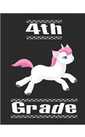 4th Grade: Unicorn 7.44 X 9.69 100 Pages 50 Sheets Composition Notebook College Ruled Book