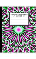 Unruled Composition Notebook 8" x 10". 120 Pages. Camomile Floral Pink White