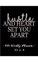 2020 Weekly Planner - Hustle and Heart, Set You Apart: [size Goes Here] - 12 Month Success Journal, Calendar, Daily, Weekly and Monthly Personal Goal Setting Logbook, Increase Productivity