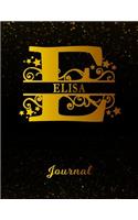 Elisa Journal: Letter E Personalized First Name Personal Writing Diary Black Gold Glittery Space Effect Cover Daily Diaries for Journalists & Writers Note Taking W