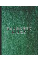 Academic diary: Large page per day academic organizer planner for all your educational organisation - Green leather effect cover design