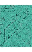 Notebook Not Ebook 120 ruled pages with margin: 8.5"x11" ruled notebook with 'we should all be feminists' leaky pen on yellow cover, perfect bound, ideal for composition notebook or journal