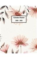 Calendar Planner 2020 - 2021: Two Years Planner with Birthdays Notes and Monthly Planner for Organizer Agenda Schedule Notebook Journal and Business Beautiful Floral Theme