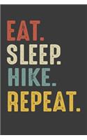 Eat Sleep Hike Repeat: Hiker Birthday Gifts Notebook Journal for Recording Notes, Thoughts, and Wishes - 110 Pages 6x9 Inch Composition White Blank Lined Gift Notebook Jou