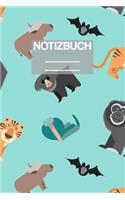 Notizbuch A5 Muster Suesse Tiere Tiger Affe Fledermaus Kobra