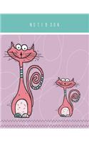 Notebook: Cute cats on purple cover and Lined pages, Extra large (8.5 x 11) inches, 110 pages, White paper(4 Cute Cats on Purple Notebook)