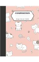Composition: Book - Wide Ruled - Cute Notebook with Sweet Pink Kittens - Journal for Students / Teachers - 7.44 x 9.69(62 Back to School Notebooks)