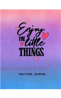 Enjoy the Little Things Gratitude Journal: Purple Peach and Blue Watercolor Journal Cover with 200 College Ruled Pages