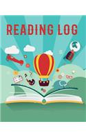 Reading Log: Stories in Book Style Reading Lover Journal Book Size 8x10 Inches 104 Pages(4 Record Reading Book)