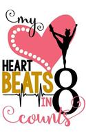 My Heart Beats in 8 Counts: Cheerleading Journal for Girls: Unique Cheerleader Gift Activity Book & Gratitude Diary with Calendar, Doodle, Notebook & Coloring Pages(3 Journals for Girls)