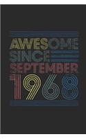 Awesome Since September 1968: Graph Paper Notebook / Journal (6 X 9 - 5 Squares per inch - 120 Pages) - September Birthday Gift Idea