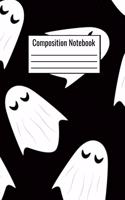 Composition Notebook: Cute Halloween Ghost Tiled Notebook For Teens Kids Teachers Classroom Note Taking
