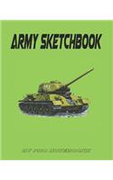 Army Sketchbook: Notebook Journal, Size 8 x 10 inches, 100 pages, Blank Unlined Paper, Sketching, Drawing, Doodling, Army Military Design(3 Sketchbook for Kids)