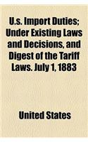 U.S. Import Duties; Under Existing Laws and Decisions, and Digest of the Tariff Laws. July 1, 1883