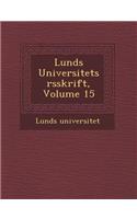 Lunds Universitets Rsskrift, Volume 15