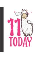 Composition Notebook: Llama Birthday Girl Cute Pink Party Favors Age 11 - Wide Ruled Notebook - Lined Journal - 100 Pages - 7.5 X 9.25" - School Subject Book Notes- Stude