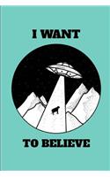 I Want to Believe: UFO Alien Beam Up Extraterrestrial Enthusiast Journal Notebook
