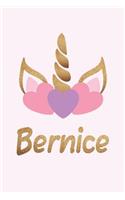 Bernice: Personalized First Name Unicorn Gift Birthday Girl Notebook Journal 104 Pages