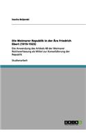 Weimarer Republik in der Ära Friedrich Ebert (1919-1925)