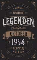 Wahre Legenden wurden im Oktober 1954 geboren: Vintage Geburtstag Notizbuch - individuelles Geschenk für Notizen, Zeichnungen und Erinnerungen - liniert mit 100 Seiten