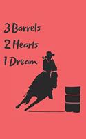 Barrel Racing 3 Barrels Blank Lined Journal Notebook