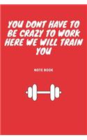You Dont Have To Be Crazy To Work Here We Will Train You: Journal - Pink Diary, Planner, Gratitude, Writing, Travel, Goal, Bullet Notebook - 6x9 120 pages