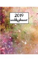 2019 Weekly Planner: Daily Weekly Monthly Calendar Schedule Organizer Journal Notebook Planner with to Do & Notes Galaxy Colors