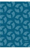 Notes: 6"x9" Unruled Blank Pages Notebook Seamless Oriental Japanese Spiral Cross Round Ball Pattern Cover. Matte Softcover Note Book Journal