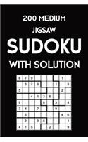 200 Medium Jigsaw Sudoku With Solution: 9x9, Puzzle Book, 2 puzzles per page