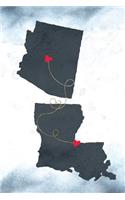 Arizona & Louisiana: Long Distance Out of State Notebook - Blank Lines