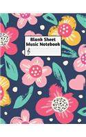 Blank Sheet Music Notebook: Easy Blank Staff Manuscript Book Large 8.5 X 11 Inches Musician Paper Wide 12 Staves Per Page for Piano, Flute, Violin, Guitar, Trumpet, Drums, Cell