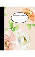 small floral coposition notebook, floral composition notebook for girls, composition notebook for teen girls - 120 Pages - 7.5 x 9.25
