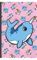 Daily and Weekly Chore Chart Notebook for Kids: Blue Ocean Narwhal on Pink Background with Unicorn Toons.