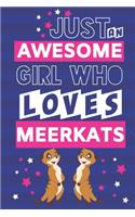 Just an Awesome Girl Who Loves Meerkats: Novelty Meerkat Gifts... Blue & Pink Paperback Notebook or Journal for Women & Girls