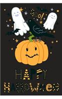 Happy Halloween: Lined Writing Journal Notebook - Ghost Crow & Pumpkin Trick or Treat Journal - 120 pages - (6 x 9 inches)