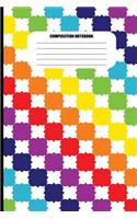 Composition Notebook: Rainbow Patchwork Checkerboard Design (100 Pages, College Ruled)