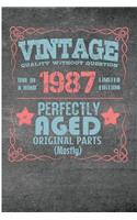 Vintage Quality Without Question One of a Kind 1987 Limited Edition Perfectly Aged Original Parts Mostly: Blank Lined Journal - 6x9 Birthday Journal, 1987 Birthday Gifts