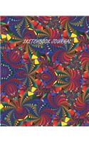 Sketchbook Journal: Framed and Blank Pages for Drawing, Sketching or Doodling, Lined Pages for Ideas, Notes and Thoughts Kaleidoscope Cover